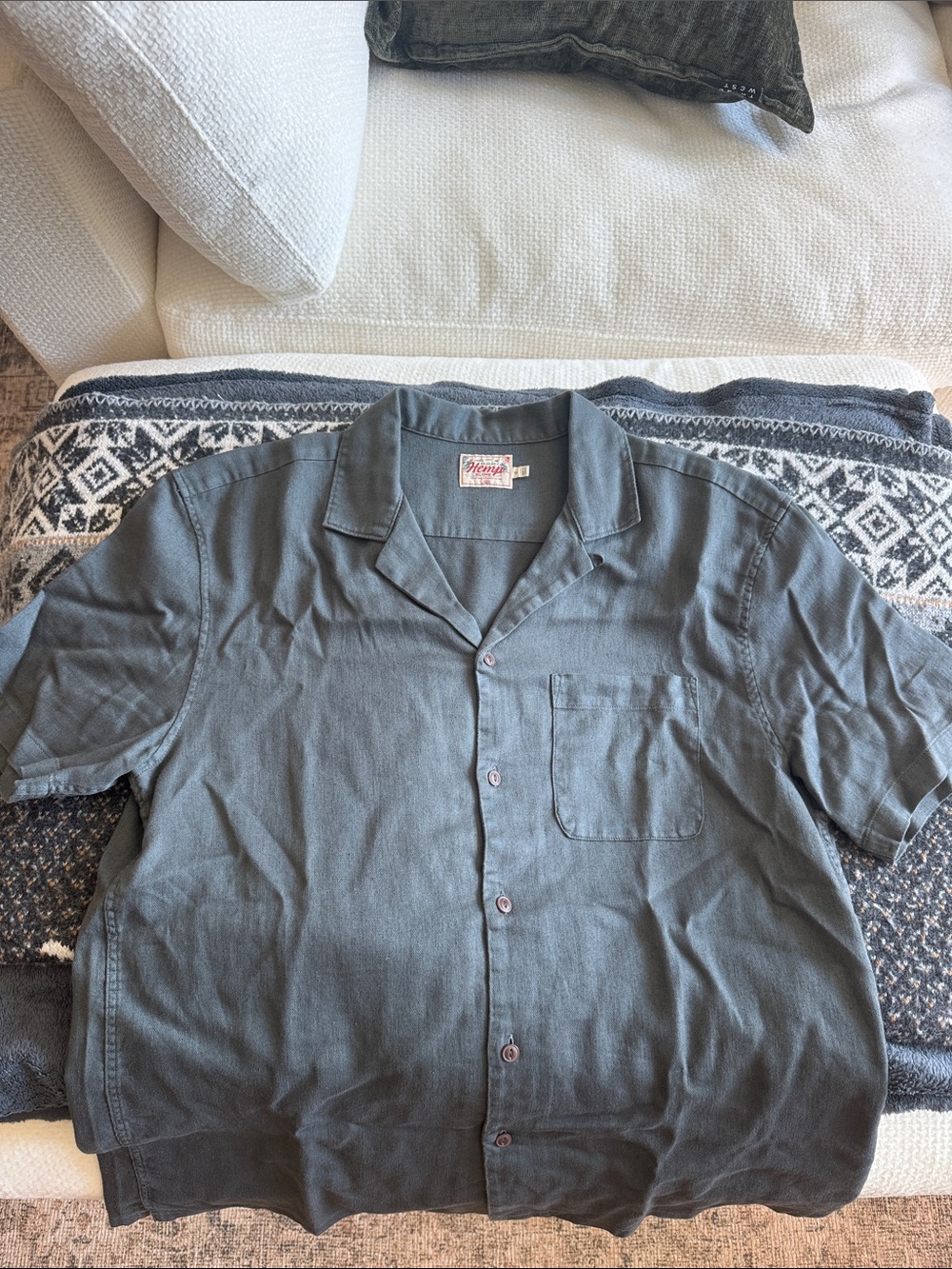 Faherty Slate Short-Sleeve Button-Down Camp Shirt
